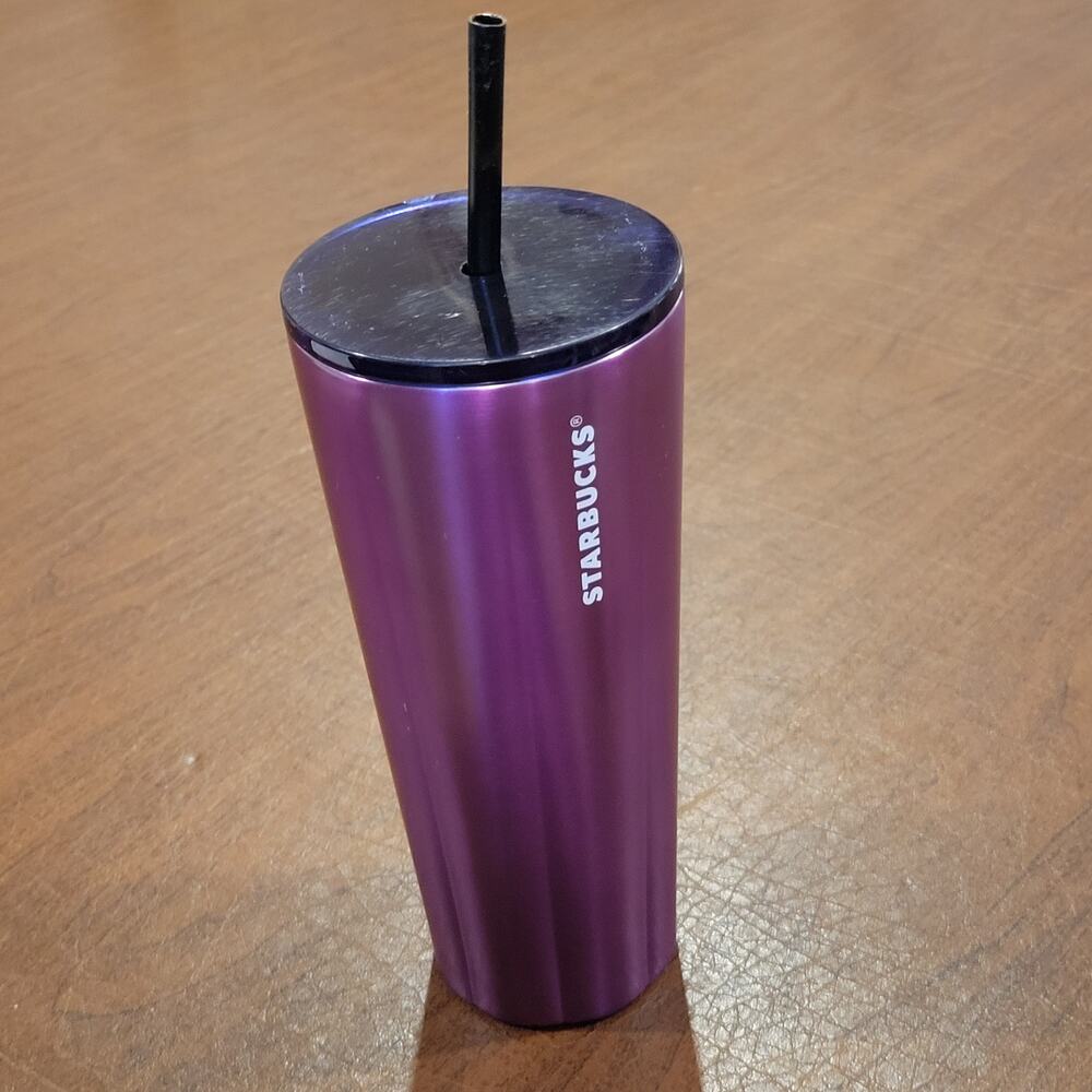 Starbucks 2022 Valentine's Purple 24 oz Stainless Steel Cold Tumbler Fluted